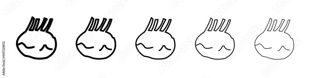 Obraz premium kohlrabi icon flat illustration set logo