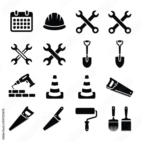 Labour Day Elements Set of Labor Day icon silhouette