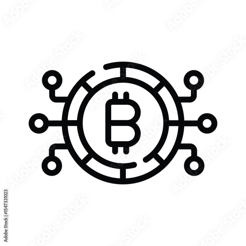 Trendy linear icon showing a bitcoin token