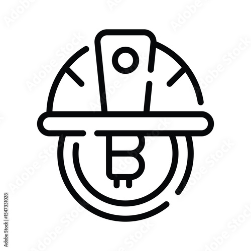 An editable outline icon of bitcoin mining