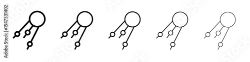 Linear sputnik icon flat illustration set logo