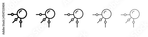 Linear sputnik icon flat illustration set logo