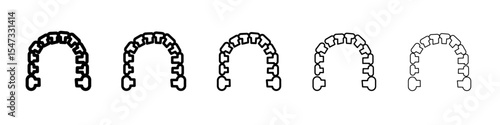 lingual braces icon flat illustration set logo
