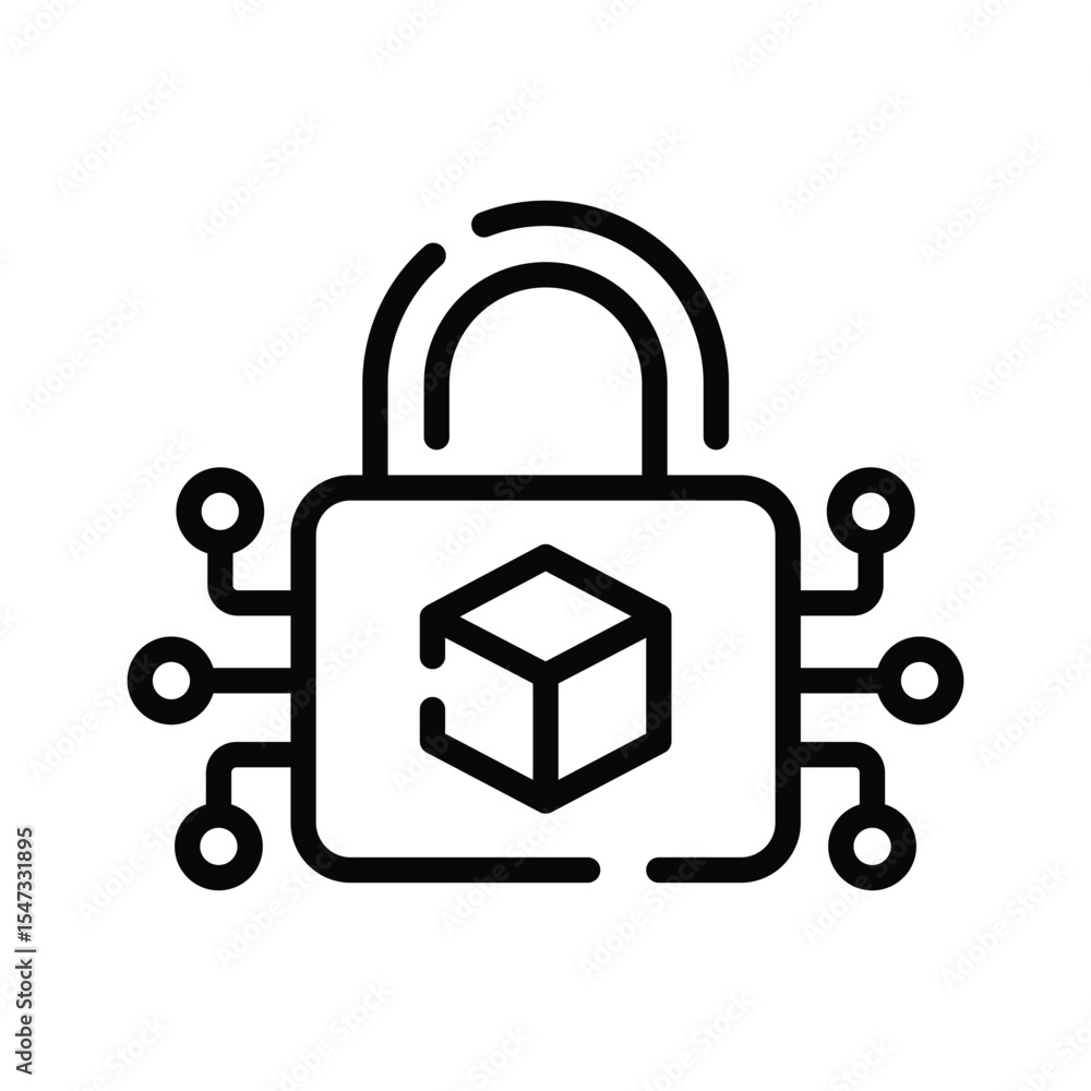 Visually engaging outline icon of secure blockchain Visually engaging outline icon of secure blockchain