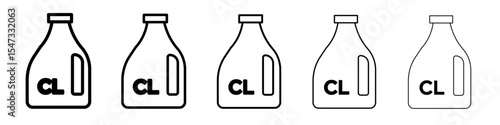liquid Chlorine chemical icon flat illustration set logo