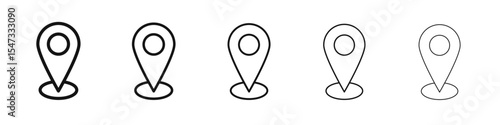 Location pin icon flat illustration set logo
