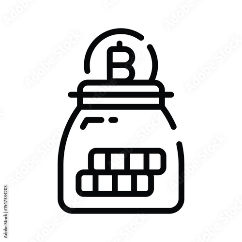 A well designed linear icon of bitcoin storage jar