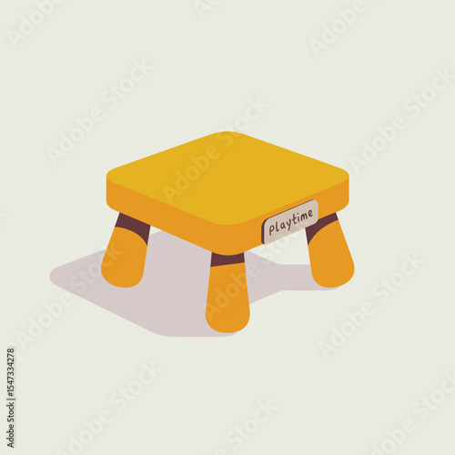 Cute Yellow Childrens Playtime Stool Illustration