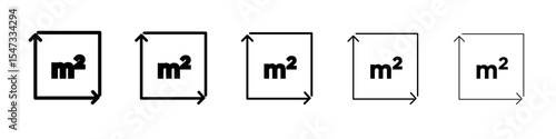 m2 area unit icon flat illustration set logo