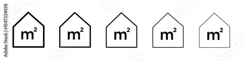 m2 area unit icon flat illustration set logo