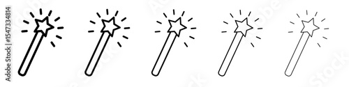 magic wand icon flat illustration set logo