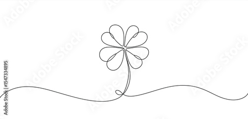 Single Line Drawing of a Four Leaf Clover