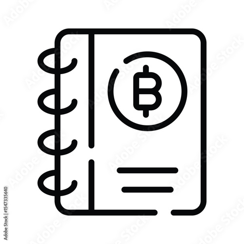 A customizable outline icon of bitcoin ledger book