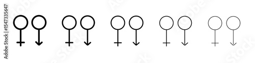 Male, female symbols icon flat illustration set logo