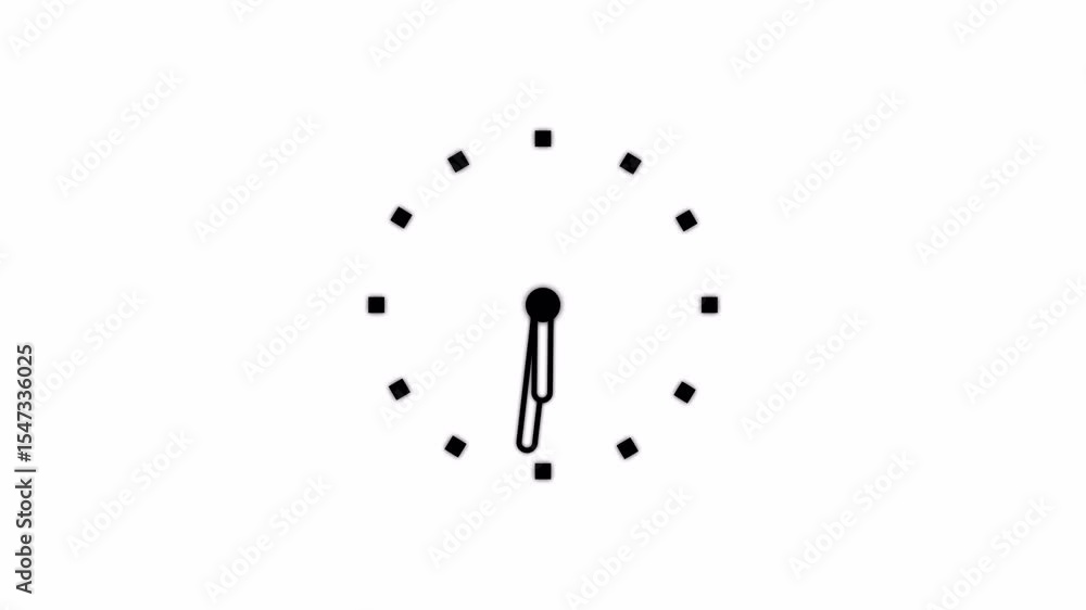 analog clock animation on white background. 24 Hour Day Fast Speed. 4k video