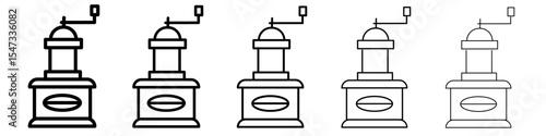 Manual coffee grinder icon flat illustration set logo