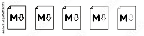 Markdown icon flat illustration set logo