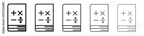 Maths book icon flat illustration set logo