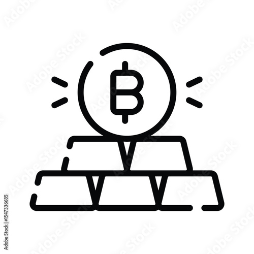 A captivating linear icon of digital bitcoin assets