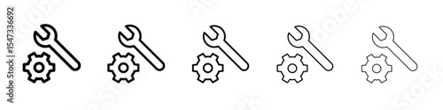 mechanic settings icon flat illustration set logo