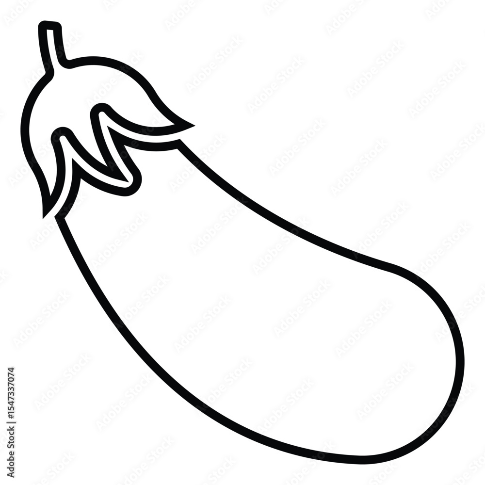 Obraz premium eggplant line icon design. eggplant thin black outline symbol vector illustration. editable stroke icon on transparent background.
