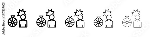 Men luck icon flat illustration set logo