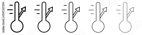 Meteorology thermometer measuring icon flat illustration set logo