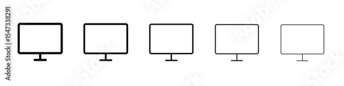 Monitor icon flat illustration set logo