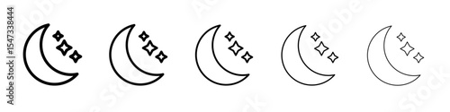 Free Download moon outline icon flat illustration set logo - GFXLoad