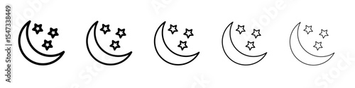 Moon icon flat illustration set logo