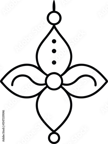 Ethnic forehead bindi vector with symmetrical lines