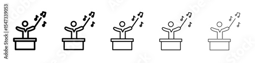 Music conductor icon flat illustration set logo