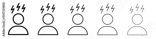 Nervous breakdown icon flat illustration set logo