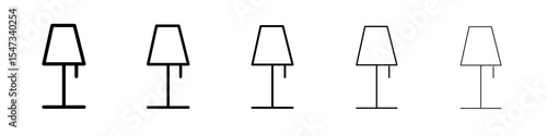 Night Bedside Lamp icon flat illustration set logo