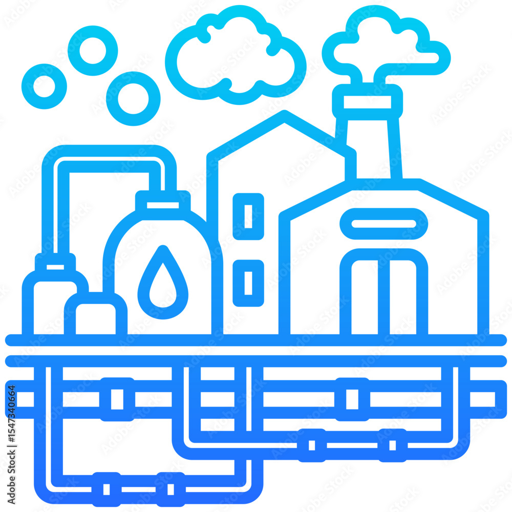 Fototapeta premium Oil Refinery Emission Icon