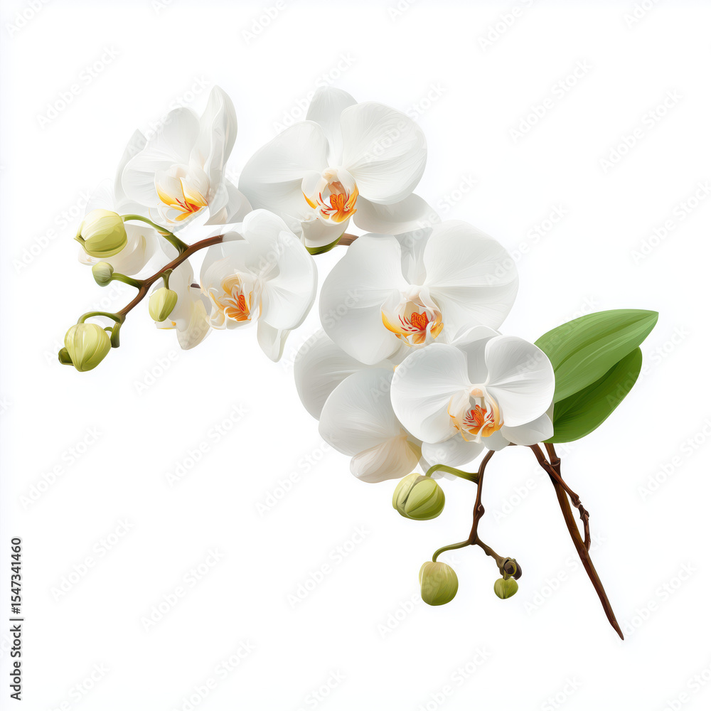 Fototapeta premium Delicate White Orchid Blooms - Nature's Exquisite Beauty , isolated on white background png