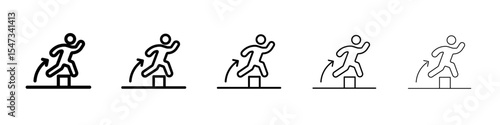 Obstacle race icon flat illustration set logo