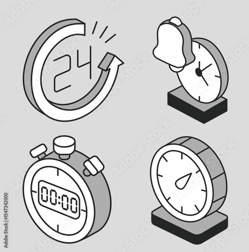 Time Icon Illustration Set