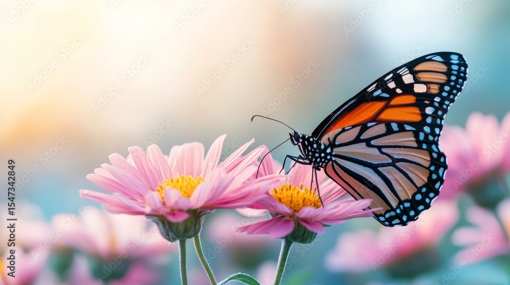 During the golden hour, a wildflower was the resting place of a monarch butterfly During the golden hour, a wildflower was the resting place of a monarch butterfly