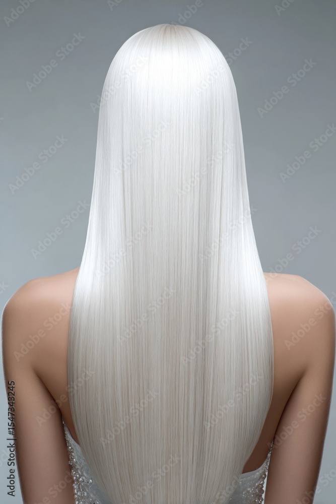 Naklejka premium There is a woman wearing a black tank top, with long straight blonde hair