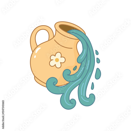 Aquarius zodiac sign illustration, cute water jug icon