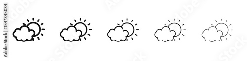 Partially cloudy icon flat illustration set logo
