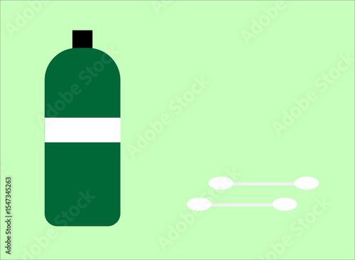 a jar of iodine and cotton swabs on a light background,