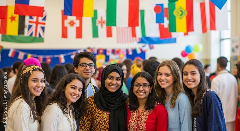 Fototapeta premium Teens Celebrating Cultural Diversity at School