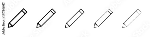 Pencil icon flat illustration set logo