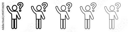 Person asking question icon flat illustration set logo