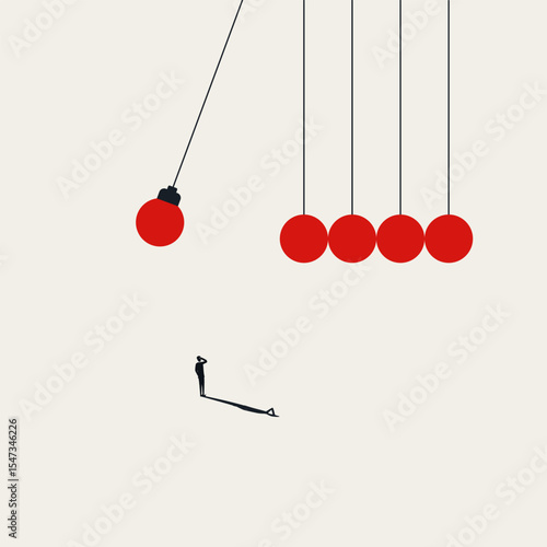 Business creativity vector concept. Symbol of light bulb, newton cradle, brainstorming, innovation. Minimal design eps10 illustration.