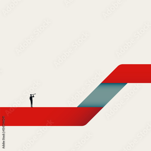 Business leader and vision vector concept. Symbol of new career opportunity, success, growth. Minimal design eps10 illustration.