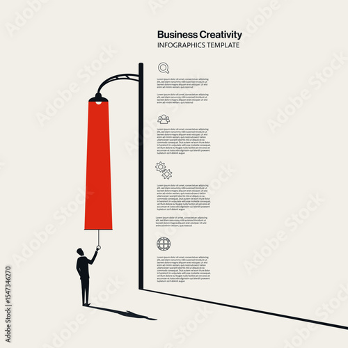 Business Creativity Vertical Infographic Template with Minimal Illustration . Editable eps10 Vector.