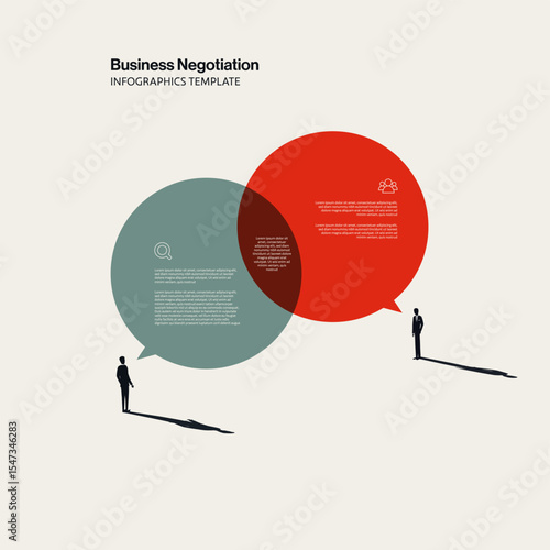 Business Negotiation Infographic Template with Two Businessman Illustration. Editable eps10 Vector.